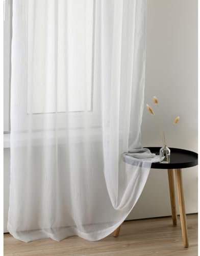 texpot Gardine 140 x 140 cm mit Tunnel Voile Crash Transparent Durchsichtig Vorhang