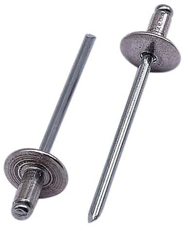 SKIR'CO Rivetti ciechi in alluminio con flangia grande, 3,2 x 6 mm, mandrino in acciaio, rivetti ciechi in alluminio, 100 pezzi