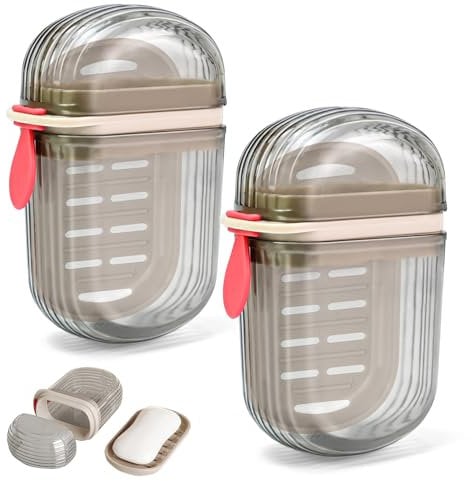Alethron Seifendose, 2 Stück Seifendose Reise Klein Seifenbox Wasserdicht Festes Shampoo Aufbewahrung Seifenschale mit Deckel Dusche Seifendose mit Abtropfgitter Seifenbehälter Soap Box Sponge Holder