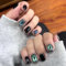 Mgmxbsth 30Pcs Square Fake Nails,Devil Eveil Press on Nails,Cat Eyes Glossy Fake Nails, Stick on Nails with Designs Stick for Women and Girls (Devil's Eye)