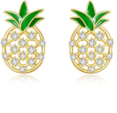 POPLYKE Ananas Ohrringe 925 Sterling Silber Ananas Ohrstecker für Frauen Obst Schmuck für Damen Teen