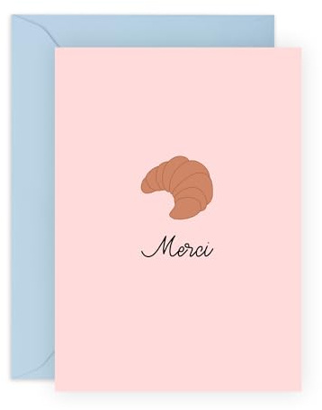 CENTRAL 23 Französische Dankeskarte – Merci Croissant-Illustration für Freunde, Besties, Kollegen, Kollegen, sie, ihn, Frauen, Männer – niedliches und minimalistisches Design, kommt mit lustigen