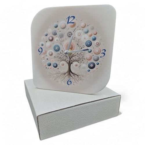 oggettando Orologio Albero della Vita Caleidoscopio in Scatola da Bomboniera Utile Matrimonio, Nascita, Battesimo, Comunione, Laurea, Cresima, 18, 25 e 50 anni, Anniversari e Compleanno (16x16)