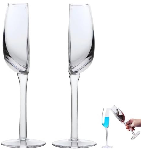 BOSENIYU Copa de media copa de vino, Divertida copa de vino reutilizable cortada a la mitad, copa de vino tinto semicircular de tallo largo. (2 piezas)