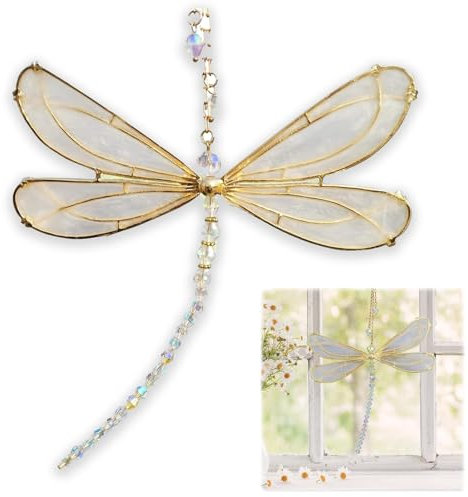 Jiavlyx Libélula Colgante De Cristal, 26 * 15cm Atrapasueños De Libélula, Atrapasol Cristales, LibéLula Prisma Cristal, para Vacaciones, Jardín, Regalo, Decoración, Ventana