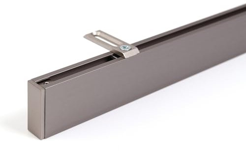 Deco-Raum Gardinenstange auf Maß Innenlauf eckig Deckenbefestigung Deckenträger Vorhangstange Flächenvorhang Schiene Innenlaufstange für Vorhänge Edelstahl-optik 330cm