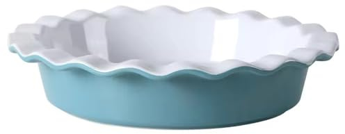 TAMUME Moule à tarte en céramique avec bord ondulé pour des pâtisseries parfaites - Bleu