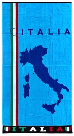 Strandtuch Italien Schönes Land aus weichem Frottee Jaquard 100% Baumwolle Strandtuch 90 x 165 cm Beach Towel (Hellblau)