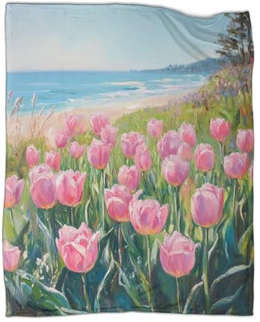 Couverture en Flanelle 3D pour Tulipe Plaid Couverture Lit Peinture en Microfibre Douce Et Chaude pour Canapés,Draps, Chaleur Et Isolation, Camping pour Enfants Et Adultes 40x50inch(100x130cm)