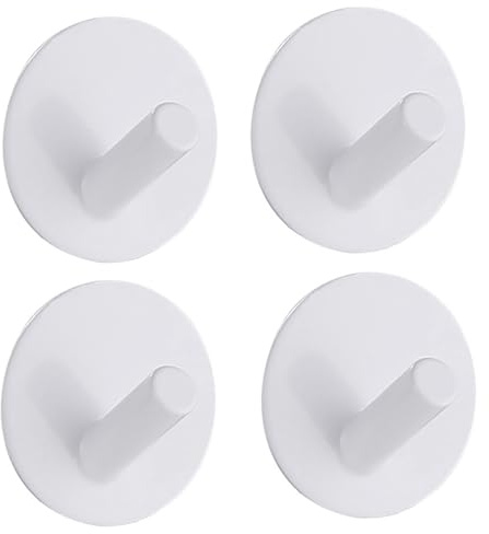 LYLIN Crochet Adhésif, Crochet Mural de Salle de Bains en Acier Inoxydable, Porte Serviette Auto-adhésifs pour la Cuisine, le Salon et le Bureau, Anti-rouille et étanche (Inclinaison Blanc 4pcs)