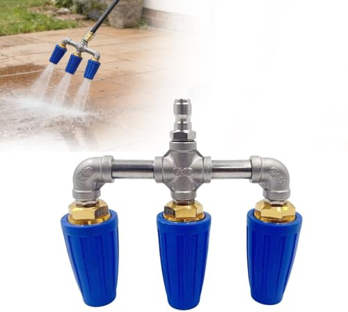 360° Rotating 3-Nozzle Pressure Washer Turbo Jet – 4200 PSI High-Power Undercarriage Cleaner, 3-in-1 Rotary Spray Nozzle for Patio, Car, Driveway, Deck – 1/4” Quick Connect (Blue)