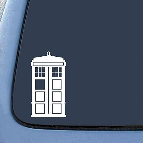 Bargain Max Decals Tardis Aufkleber Auto Laptop 5 (weiß) Vinyl Outdoor Hochwertig mit Montageanleitung