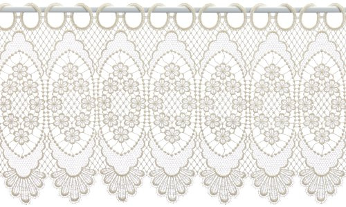 Plauener Spitze by Modespitze, Store Bistro Gardine Scheibengardine mit Stangendurchzug, hochwertige Stickerei, Höhe 30 cm, Breite 112 cm, Creme