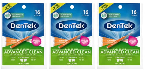 Dentek Easy Brush Cleaners Standard Spaces 16 Count (3 Pack)