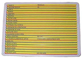 CARTELLO CONCESSIONE EDILIZIA 68x 43 PLASTICA [TARGOTIMBRI ]