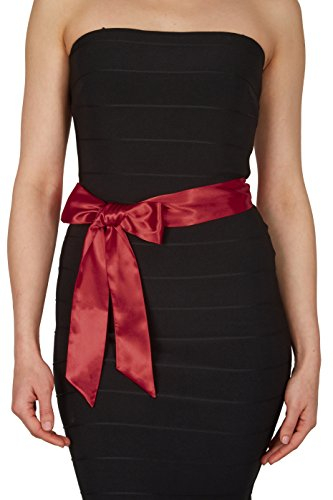 BlackButterfly Hochzeit Bogen Band BrautjungfernabschlussballSatin-Schärpe Gürtel (Burgunderrot, 5W / 175L)