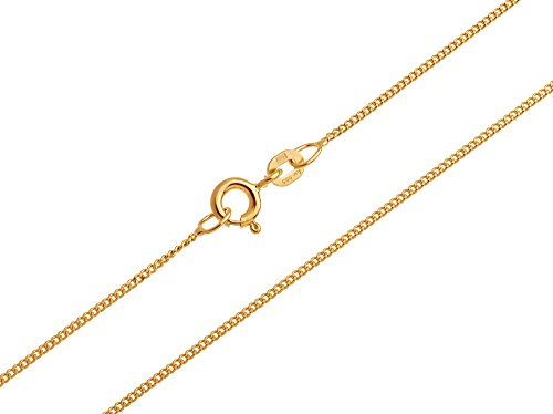 Silberketten Store Panzerkette Gold 585 Damen 50cm I filigrane Goldkette Damen hochglanz 1mm Stärke I hochwertige Echtgold Halskette für Frauen mit Federring Verschluss