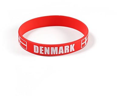 Komonee 2 x Denmark Red World Cup Sports Event Football Country National Flag Silicone Wristbands