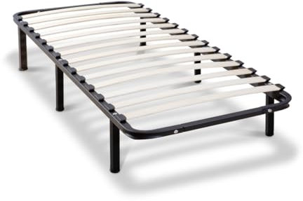 Olympe Literie | Sommier 90x200 cm à Lattes en Métal avec Pieds | Cadre de Lit Robuste | Montage Facile | Noir
