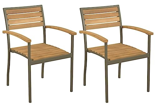 vidaXL Akazienholz 2X Gartenstuhl Stapelstuhl Stapelsessel Terrassenstuhl