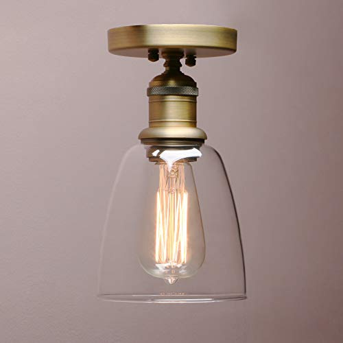 Yosoan Lighting Loft Bar Ceiling Pendant Light Fitting for Kitchen Island Living Room Bedroom Dining Room Bathroom, Clear Glass Shade (Antique)