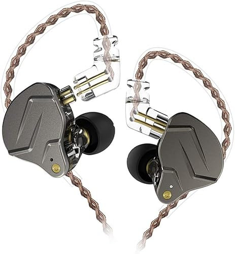 KINBOOFI KZ ZSN Pro Auricolare in Ear 1BA 1DD IEM stereo ad alta fedeltà, KZ Earbuds Cuffie monitor in-ear ad alta risoluzione con cavo staccabile da 0,75 mm a 2 pin (ZSN Pro NO MIC, grigio)