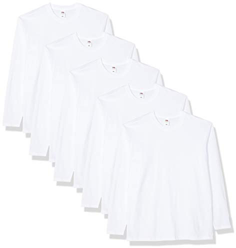 Fruit of the Loom Men's Original Long Sleeved Tee, 5 Pack T-Shirt, White (White 30), XX-Large (Size:2XL) (Pack of 5)