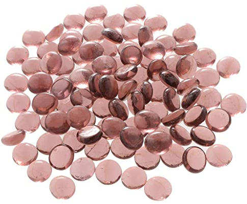 LOVIVER 100 Stücke Glas Stein Klar Murmeln Aquarium Pebbles Flache Untere Runde Top, Transparent Rosa