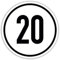 Kavaro 20 km/h Aufkleber | Aufkleber für Baumaschinen, Gabelstapler, Landwirtschaft etc. | Tempo 20 | Plakette | 20 kmh Aufkleber nach DIN1451 | 100% witterungsbeständig | UV-Schutzschicht | 20cm
