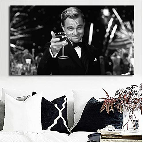 DNJKSA The Great Gatsby Movie Leonardo Dicaprio Poster Canvas Painting Modern Wall Art Print Pictures for Living Room Decor-70x100cm No Frame