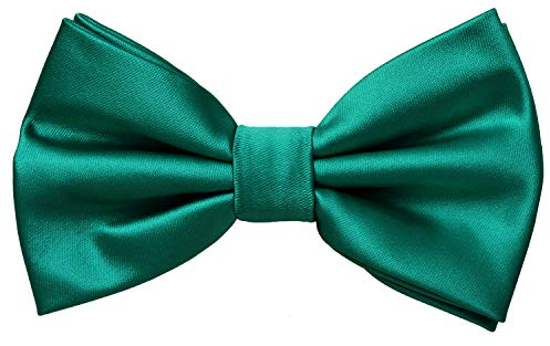 MASADA Herren Fliege Petrol Seidenlook, stufenlos verstellbar, handgefertigt, Hakenverschluss - 12 x 6 cm 100% Polyester