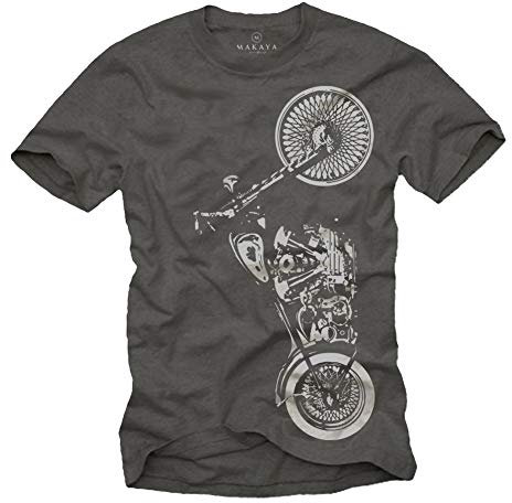 MAKAYA Motorbike Accessories for Men - Motorcycle T-Shirt Grey Size L