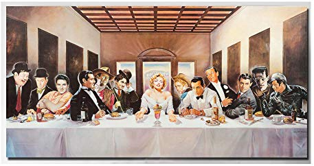 WJWGP Hollywood Legends Abendmahl Poster Marilyn Monroe Vogue Leinwand Bild Vintage Print Poster FüR MäDchen Zimmer Wand Bilder Bild Dekor 50x100cm Ohne Rahmen