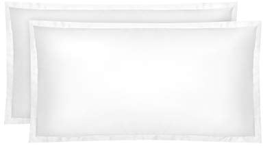 Amqua Mako Satin Kissenbezug 2er Set Kissenbezüge 40x80 cm, 100% ägyptische Baumwolle (Zertifiziert), weiß