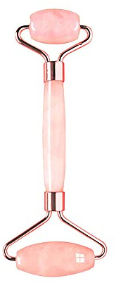Rose Quartz Roller with Gua Sha Set for Face Natural Authentic Facial Crystal Massager Skin Eyes Neck Tones Firms Depuffs-Roller 1