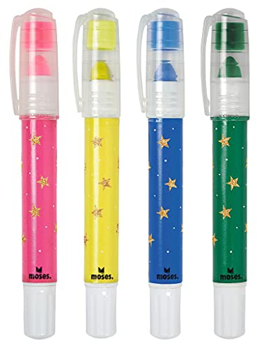 moses. Metallic-Wachsmaler Sternenstaub 4er Set, herausdrehbare Wachsmalstifte mit Metallic-schimmer, für Kinder