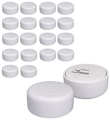 Diforma Lot de 20 pieds de meubles réglables en hauteur, ronds Ø 55 mm, matériau plastique, installation par autocollant (20, blanc)