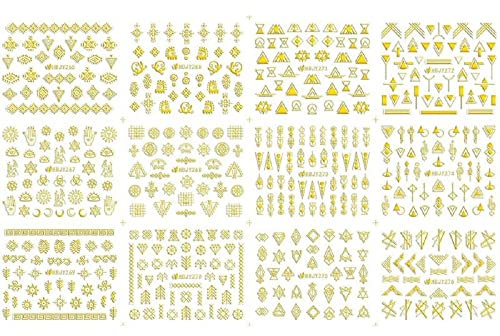 MXXHFC 12pcs Nail Sticker Designers Beauty Sticker Fiore Floreale Cactus Adesivo per Unghie in Acrilico Posteriore Autoadesivo per Unghie Manicure Decalcomanie Articolo (HBJY277-288GOLD) (Hbjy265)
