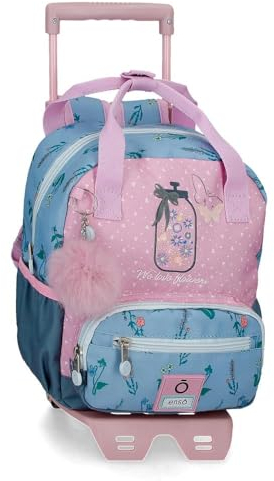Enso We Love Flowers Kleiner Rucksack mit Trolley, Rosa, 23 x 28 x 10 cm, Polyester, 6,44 l, Rosa, Kleiner Rucksack mit Trolley