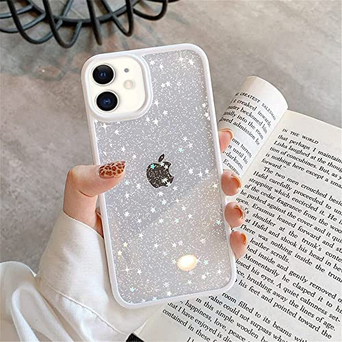 EKAM TPU Back Case for iPhone 11 - Glitter Translucent Sparkly Bling Design for Girls Women Liquid Silicone, Anti-scratch Shockproof Protective Cases for iPhone 11-6.1 Inch (White)