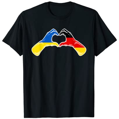 Deutschland Ukraine Flagge - Deutsch Ukrainisches Herz T-Shirt