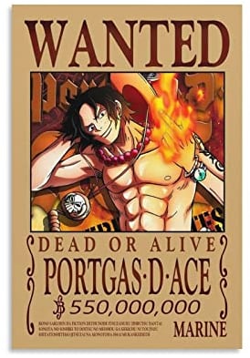 NANXIANG Anime One Piece Wanted Poster Portgas D Ace Home Decor Poster Wandkunst Hängende Bild Druck Dekorative Malerei Poster 08x12inch (20x30cm)