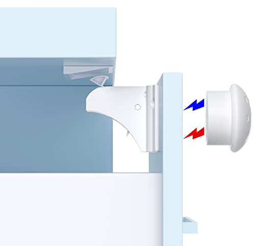 Magnetic Child Safety Cupboard Locks for Children 20 Pack+ 4 Keys, AOSITE Baby Safety Lock for Cupboards and Drawers with Adhesive No Drilling or Screws Fixed, 1 Child Safety Cupboard Locks for Knobs