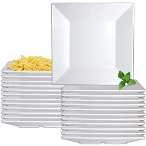 Creations Melamine Dinner Plates, Steelite Heavy Duty Unbreakable Commercial Foodservice Restaurant Grade, Polar White 10 Square, Tapered Slanted Classic Contemporary Indoor Outdoor Use, Set of 24