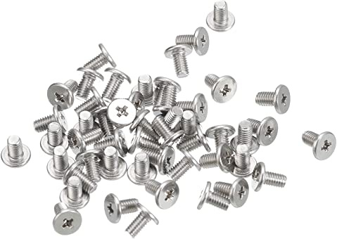 uxcell M3-0.5 x 5mm 100Pcs Flat Round Head Screws 304 Stainless Steel Phillips Drive Machine Screws Hardware Fastener for Furniture Connection