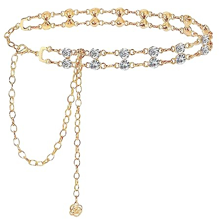 Taillenkette für Damen, STCRERAG Taillenkette Metall Damen Gürtel Gold Taillengürtel Dauerhaft Bauchschmuck Kleid Kettengürtel Modern Kettengürtel für Kleidung Pullover Mäntel Overalls Röcke