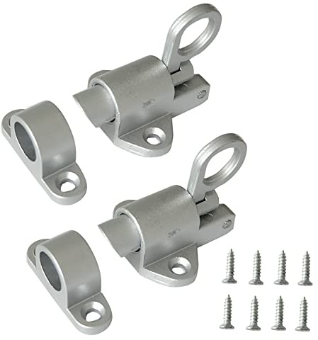 Vastsea 2 Piezas Cierres Pestillo Automático, Cierres de pestillo automático con tornillos, Perno de Puerta, Para Ventanas,Puertas de Madera,Puertas de Patio,Puertas de Armario (Gris Plateado)