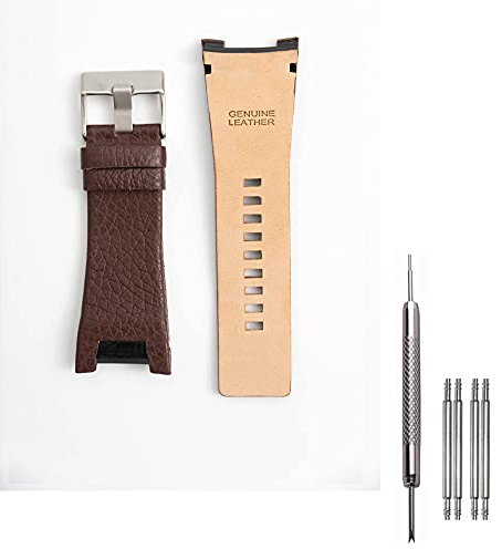 Adwoa Bracelet de rechange en cuir véritable compatible avec bracelet de montre diesel à barre à ressort de 32 mm pour homme DZ1215 DZ1216 DZ1273 DZ1430 DZ1453 DZ4246 avec boucle en acier inoxydable
