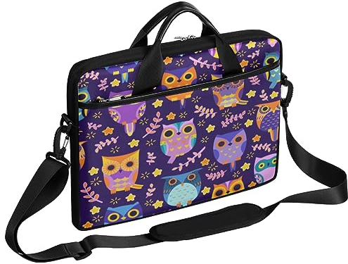 Doodle Libelle Laptoptasche 13-15 Zoll Laptoptasche Leichte Computer Aktentasche Messenger Bag für Damen Herren, Lustige Eulen, 15*1*11 Inch