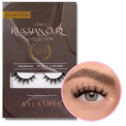 AYLASHES - DIY Wimpernextensions Maxi Box NO. 5 | 5 Paar Wimpern | bis zu 7 Tage Halt | Wimpern DIY Set für zu Hause | künstliche Wimpern | Klebewimpern | lash extension set